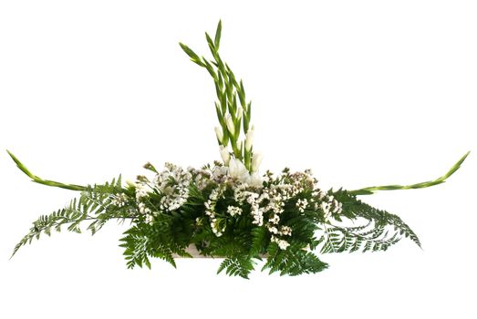 White flowers arrangement isolated on white background.