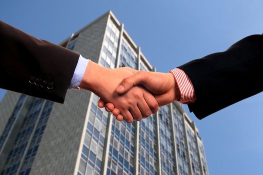 business shake hand over white background