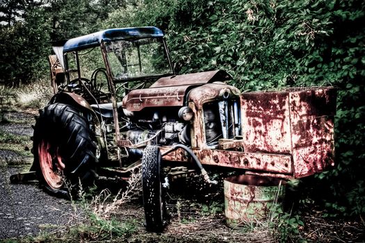 A Abandoned rusty tracktor. HDRi