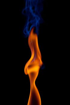 A flame shaped as a female body with smokey hair
