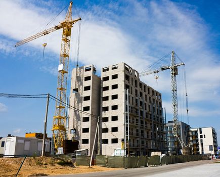 construction of residential houses, crane
