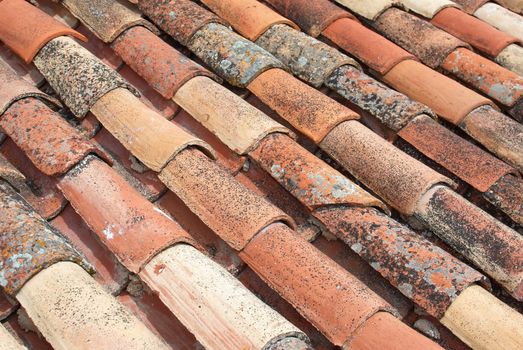 Texture of weathered roofing tiles