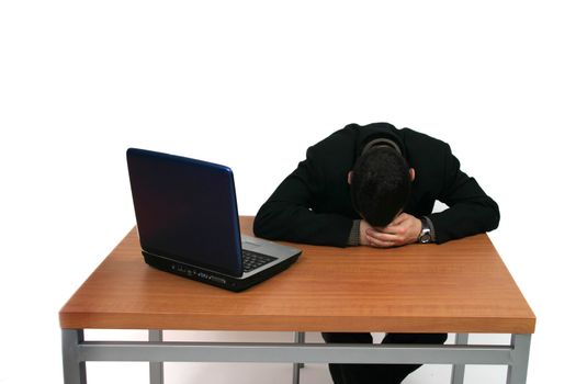 businessman over white studio background