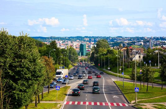 view of the city of Vilnius, transport, road