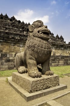 Guardian Statue in Borobudur temple site, Java indonesia