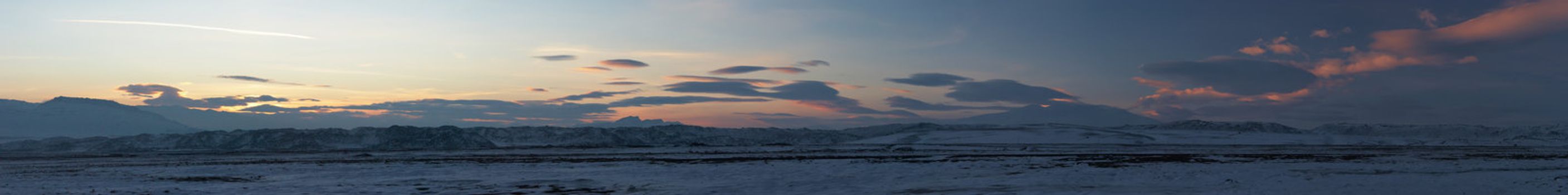 Winter sunset panorama from the valley to the south of Ararat. Mount Ararat (Agri Dagi) is an inactive volcano located near Iranian and Armenian borders and the tallest peak in Turkey.