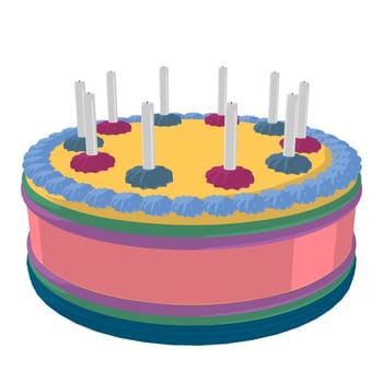 Birthday cake on a white background