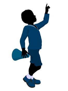 Boy cheerleader silhouette on a white background