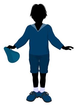 Boy cheerleader silhouette on a white background