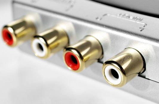 RCA phono sockets for stereo audio plugs
