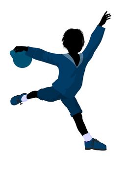 Boy cheerleader silhouette on a white background