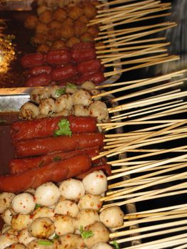 Food, sold at local market in Bangkok, Thailand.