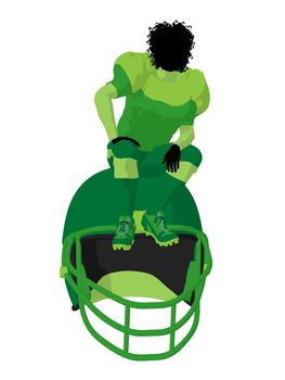 African american female football player art illustration silhouette on a white background