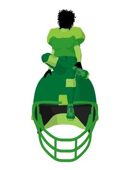 African american female football player art illustration silhouette on a white background