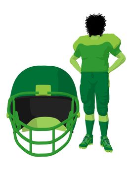 African american female football player art illustration silhouette on a white background