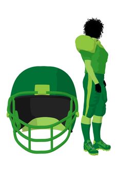 African american female football player art illustration silhouette on a white background