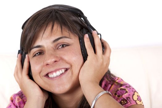 young teenager with music hearphones