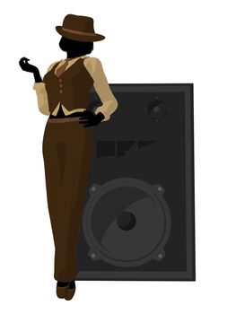 Female jazz musician on a speaker on a white background