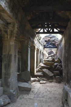 Image of a collapsed passage at UNESCO's World Heritage Site of Preah Khan, located at Siem Reap, Cambodia.