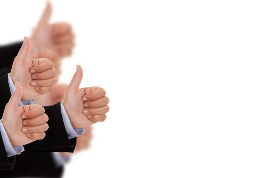 multiples hands with thumbs up isolated on white background