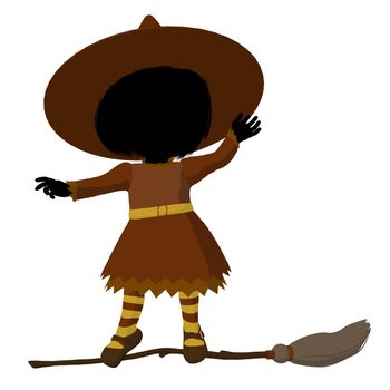 Little witch illustration silhouette on a white background