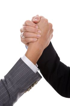 businesswoman handshake isolated on white background