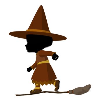 Little witch illustration silhouette on a white background