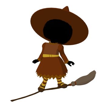 Little witch illustration silhouette on a white background