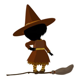 Little witch illustration silhouette on a white background