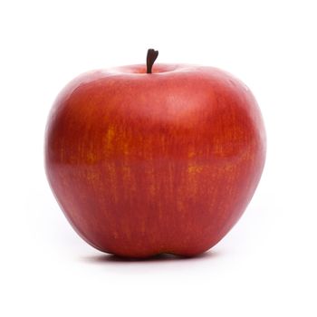 Single red apple isolated on white background