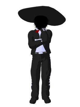 Mariachi boy illustration silhouette illustration on a white background