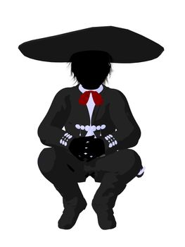 Mariachi boy illustration silhouette illustration on a white background