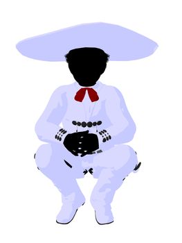 African american  mariachi boy illustration silhouette illustration on a white background