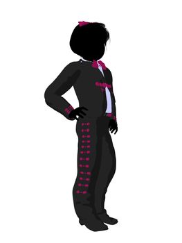 Girl mariachi illustration silhouette illustration on a white background