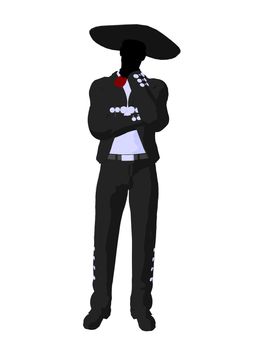 Male mariachi illustration silhouette illustration on a white background