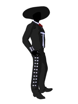 Male mariachi illustration silhouette illustration on a white background