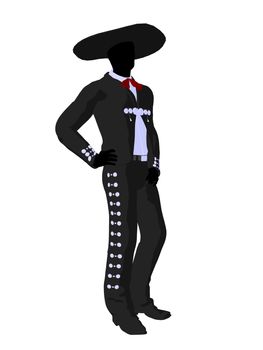 Male mariachi illustration silhouette illustration on a white background