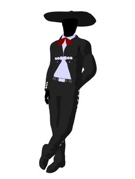 Male mariachi illustration silhouette illustration on a white background