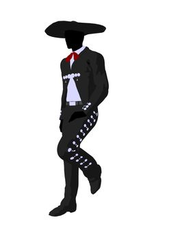 Male mariachi illustration silhouette illustration on a white background