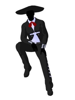 Male mariachi illustration silhouette illustration on a white background