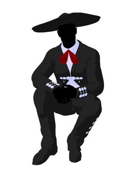 Male mariachi illustration silhouette illustration on a white background