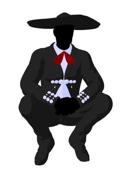 Male mariachi illustration silhouette illustration on a white background