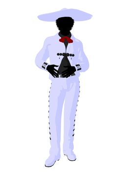 African american mariachi illustration silhouette illustration on a white background