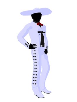 African american mariachi illustration silhouette illustration on a white background