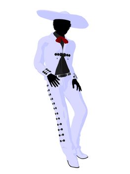 African american mariachi illustration silhouette illustration on a white background