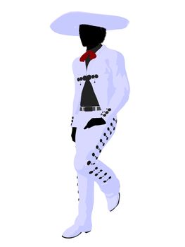 African american mariachi illustration silhouette illustration on a white background