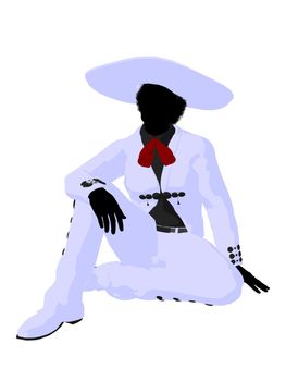 African american mariachi illustration silhouette illustration on a white background