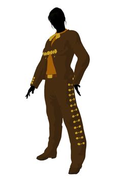 Female mariachi illustration silhouette illustration on a white background