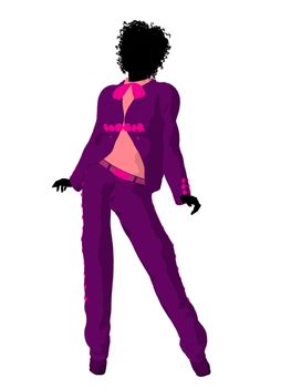 African american female mariachi illustration silhouette illustration on a white background