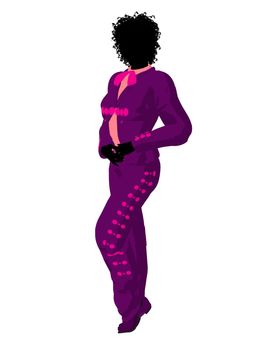 African american female mariachi illustration silhouette illustration on a white background